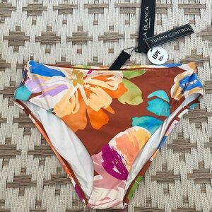 La Blanca Floral Bikini Bottom - Orange and Blue
